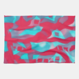 Artsy Aqua and Pink Abstract Kitchen Towel
