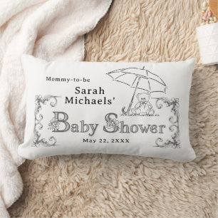 Artsy Baby Shower Mommy-to-be Lumbar Pillow