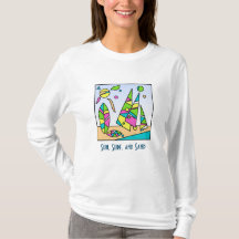 Artsy Beach Motif Long-Sleeved T-shirt