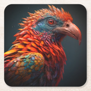 Artsy Bird Square Paper Coaster