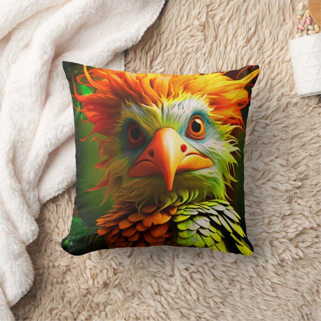Artsy Bird Throw Pillow (Blanket)
