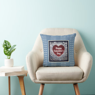 Artsy blue purple white custom name Valentine Thro Throw Pillow