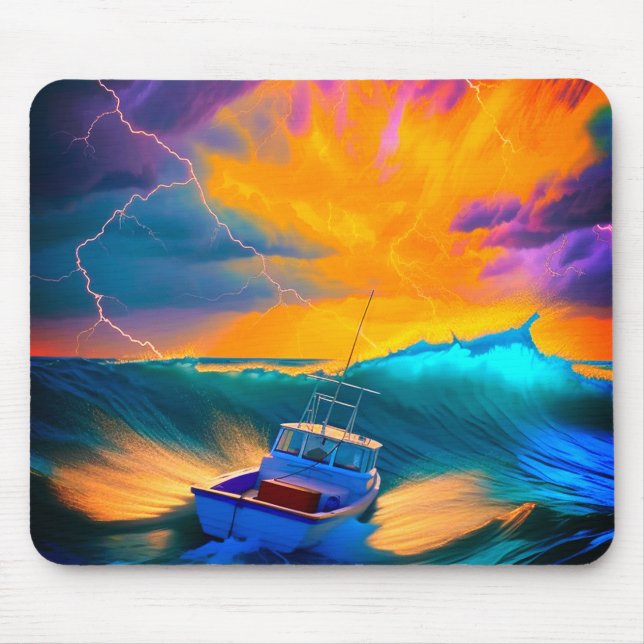 Artsy Boat Scene Mouse Pad (Front)