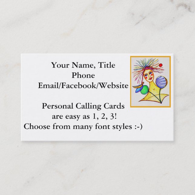 Artsy Business Card customize Trendy Fun Colourful (Front)