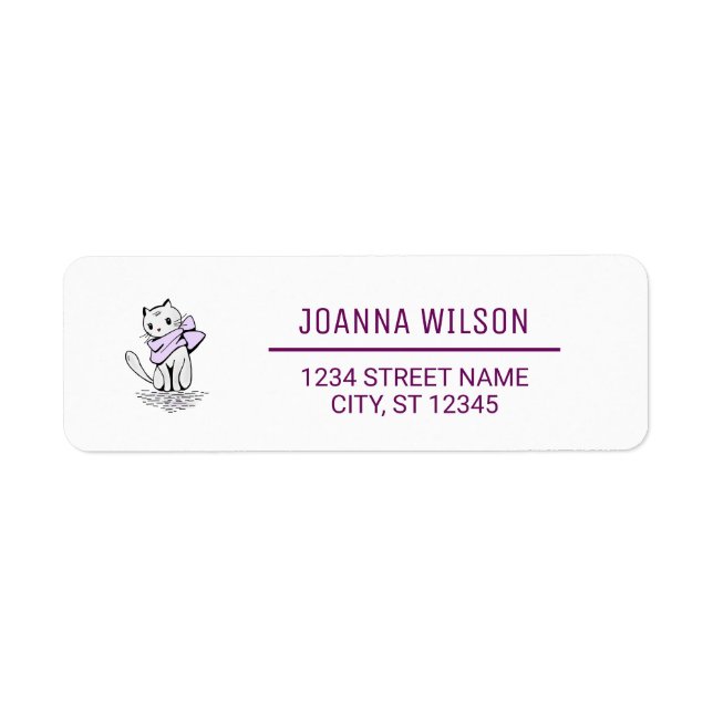 Artsy Cat Elegant Minimalist Modern Return Address (Front)