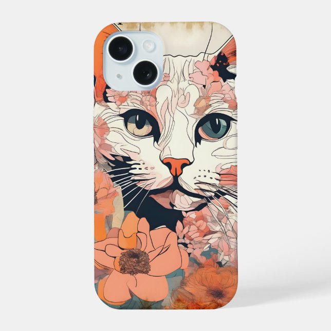 Artsy Cat iPhone 15 Case (Back)