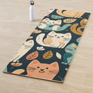 Artsy Cat Pattern Cute Yoga Mat