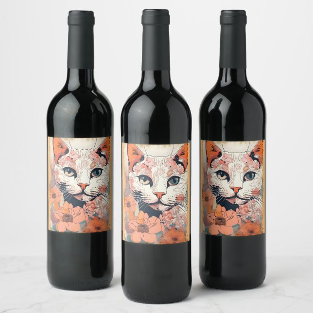 Artsy Cat Wine Label (Bottles)