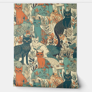 Artsy Cats Pattern Wallpaper