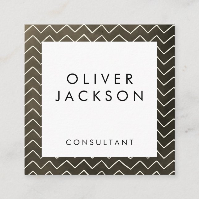 Artsy Chevron Pattern Square Business Card (Front)