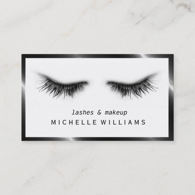 Artsy Chic Black & White Eyelashes Designer Business Card (Front)