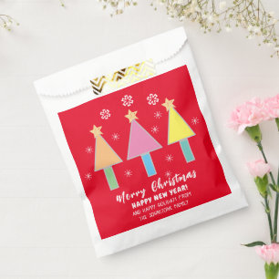 Artsy Christmas Trees Name Cool Red Holiday  Favour Bag