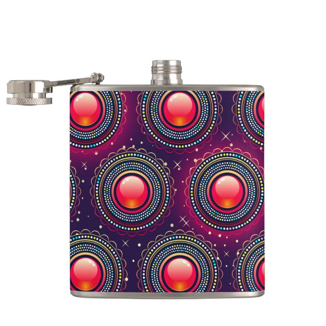 Artsy Circle Pattern Hip Flask (Opened)