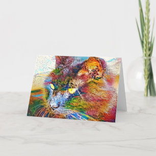 Artsy Colourful Cat Note Card