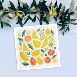 Artsy Colourful Citrus Fruits Watercolor Pattern Napkin
