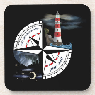 Artsy Compas with Painted Landscapes and Quote  Coaster