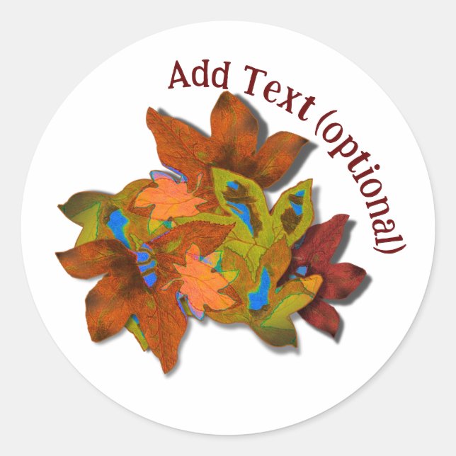 Artsy Creative Fall Leaves Classic Round Sticker (Front)