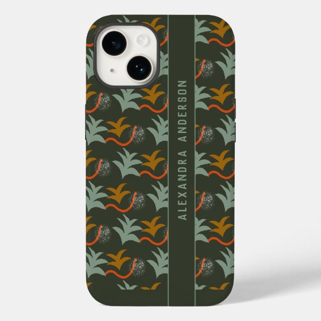 Artsy Dark Green Personalized Abstract Art Pattern Case-Mate iPhone Case (Back)