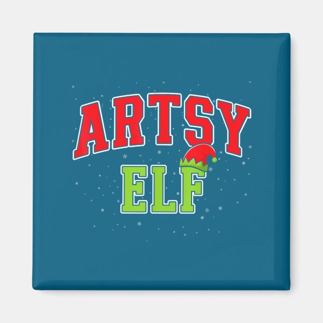 Artsy Elf Christmas Family Matching Group Xmas Act Magnet (Front)