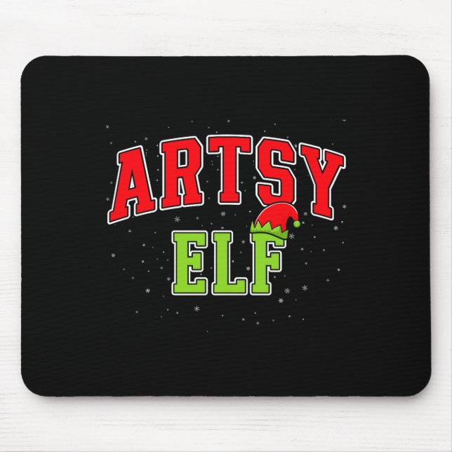 Artsy Elf Christmas Family Matching Group Xmas Act Mouse Pad (Front)