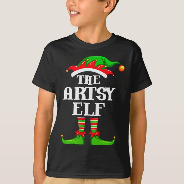 Artsy Elf Matching Family Group Christmas Party Py T-Shirt (Front)