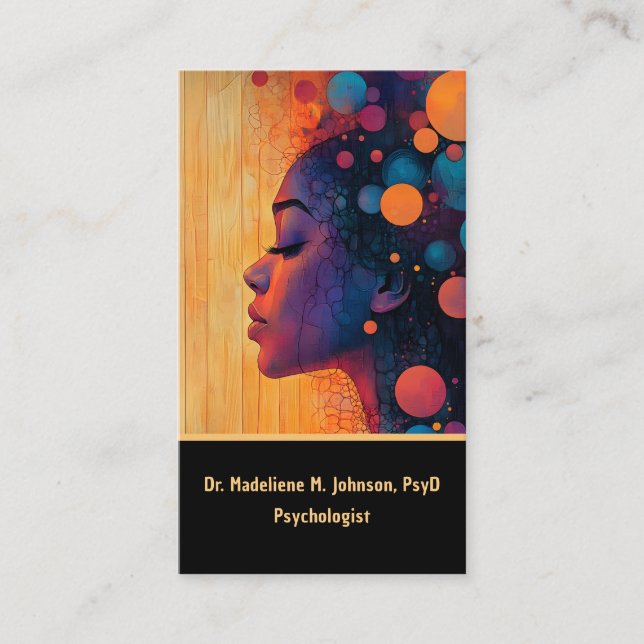 Artsy Ethereal Woman Silhouette Psychologist QR  Business Card (Front)
