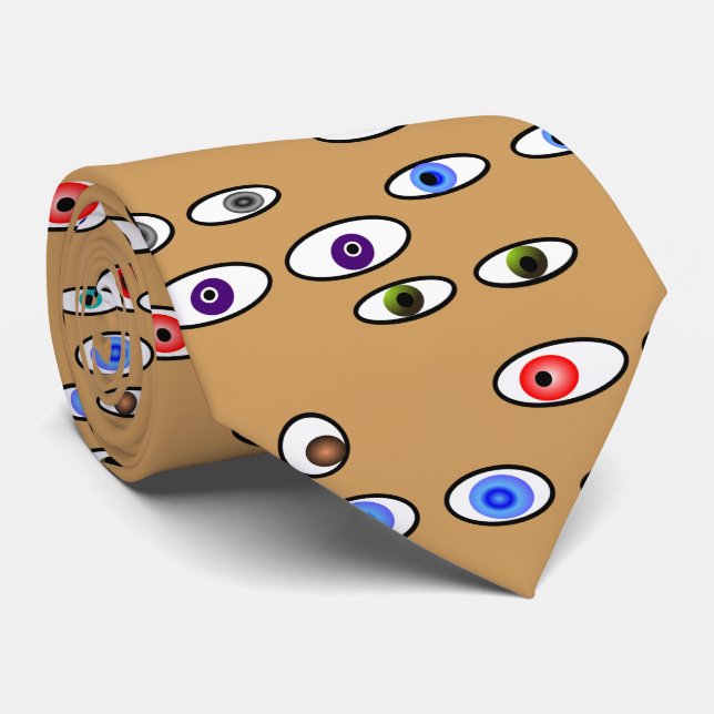Artsy Eye Balls Optometrist Gold Tie (Rolled)