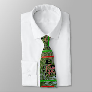Artsy Eye Chart Optometrist Green Tie