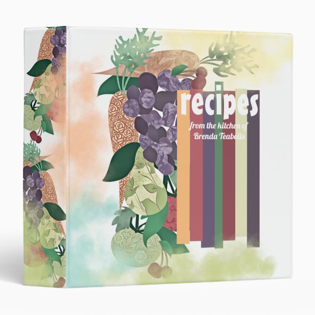 Artsy fartsy foods personalized cookbook recipe binder (Front/Spine)