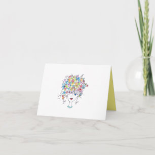 Artsy flower-haired lady note card