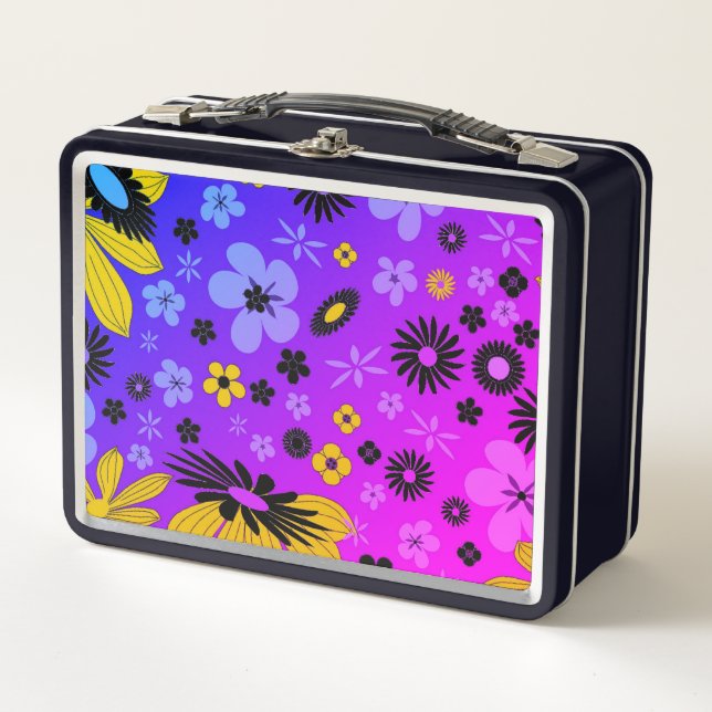 Artsy Flowers Design Metal Lunch Box (Front)