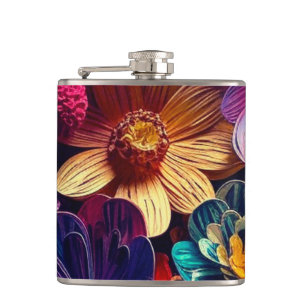 Artsy Flowers Hip Flask