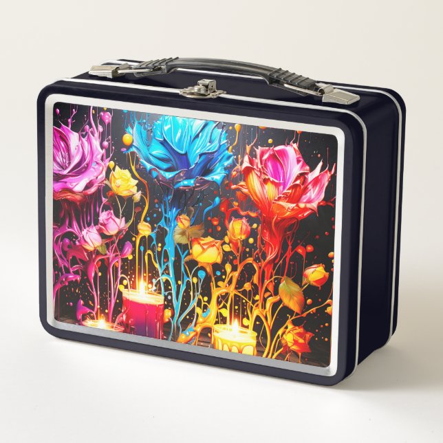Artsy Flowers Metal Lunch Box (Front)