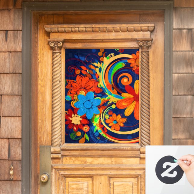 Artsy Flowers Window Cling (Home Door)