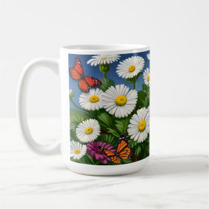 Artsy Fun Daisies And Butterflies Coffee Mug