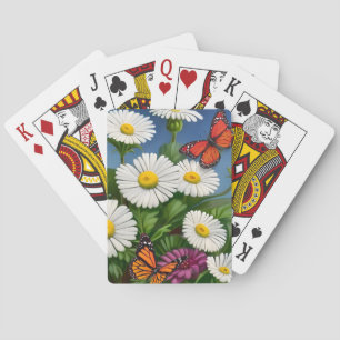 Artsy Fun Daisies And Butterflies Playing Cards