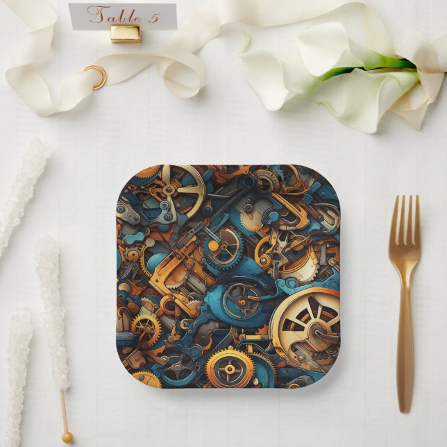 Artsy Gears Paper Plate (Wedding)