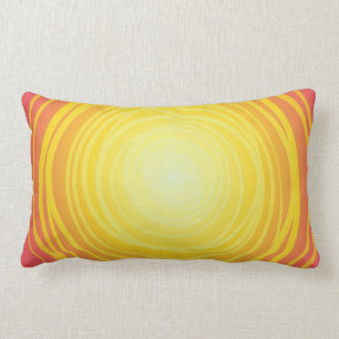 Artsy Gold Yellow Red Sun Print Lumbar Pillow
