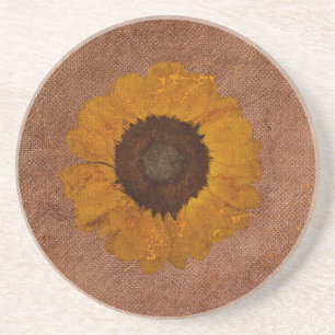Artsy Golden Bronze Sunflower Coaster