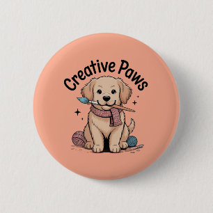 Artsy Golden Retriever Hobbyist Dog Artist Vibes 2 Inch Round Button