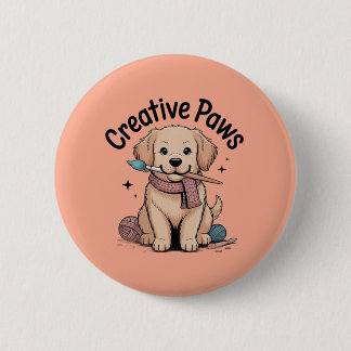 Artsy Golden Retriever Hobbyist Dog Artist Vibes 2 Inch Round Button