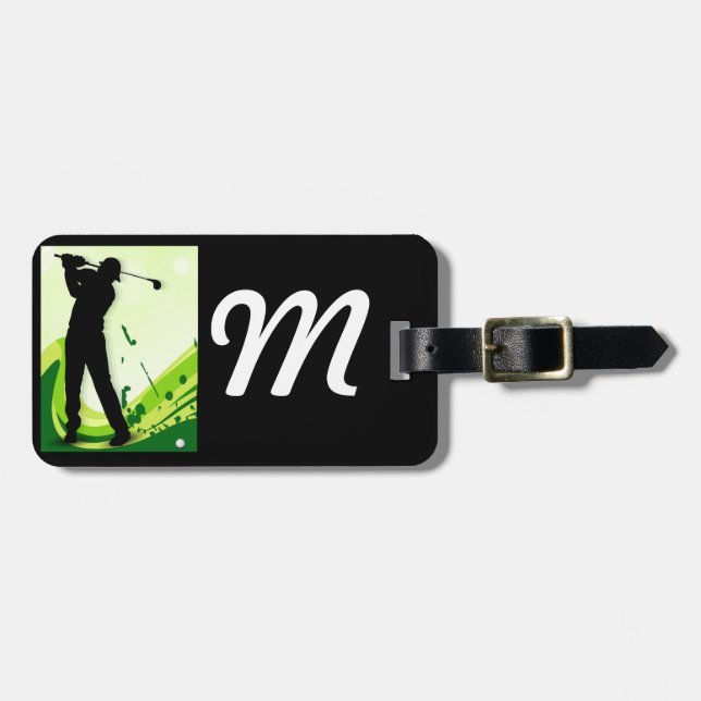 Artsy Golf Player Luggage Tag (Front Horizontal)