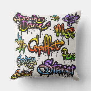 Artsy Graffiti Throw Pillow
