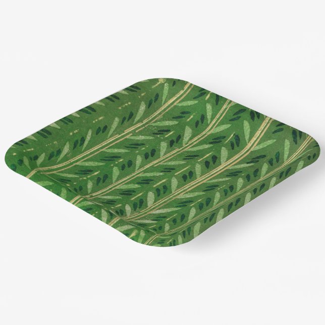 Artsy Green Pattern Paper Plate (Angled)