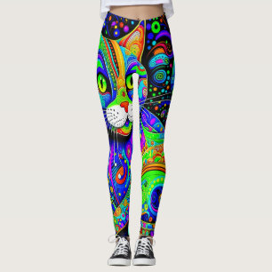 Artsy Haight-Ashbury Cat Leggings sur toute impres