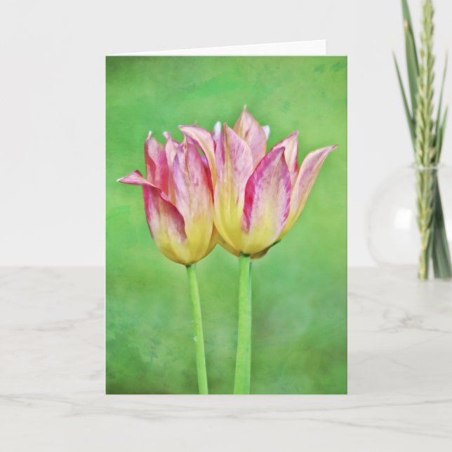 Artsy Happy Twin Tulips Art Card (Front)