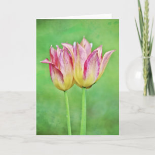 Artsy Happy Twin Tulips Art Card