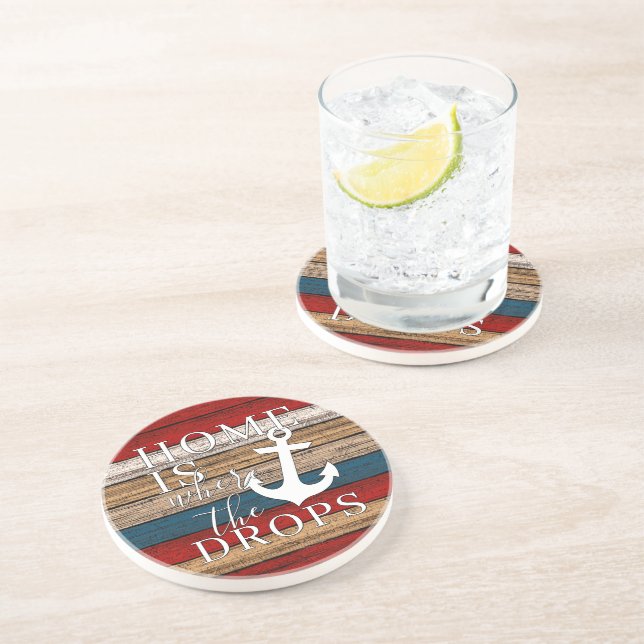 Artsy Home is Where the Anchor Drops Word Art Coaster (Side)