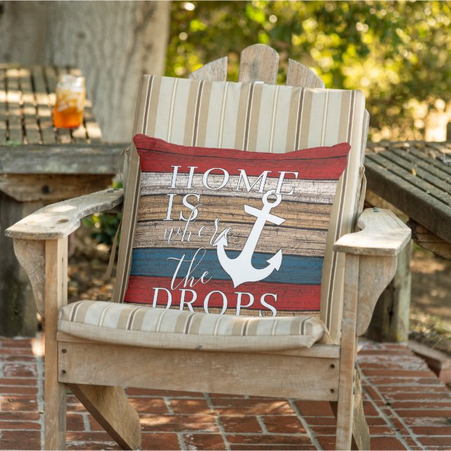 Artsy Home is Where the Anchor Drops Word Art Outdoor Pillow (Chair)