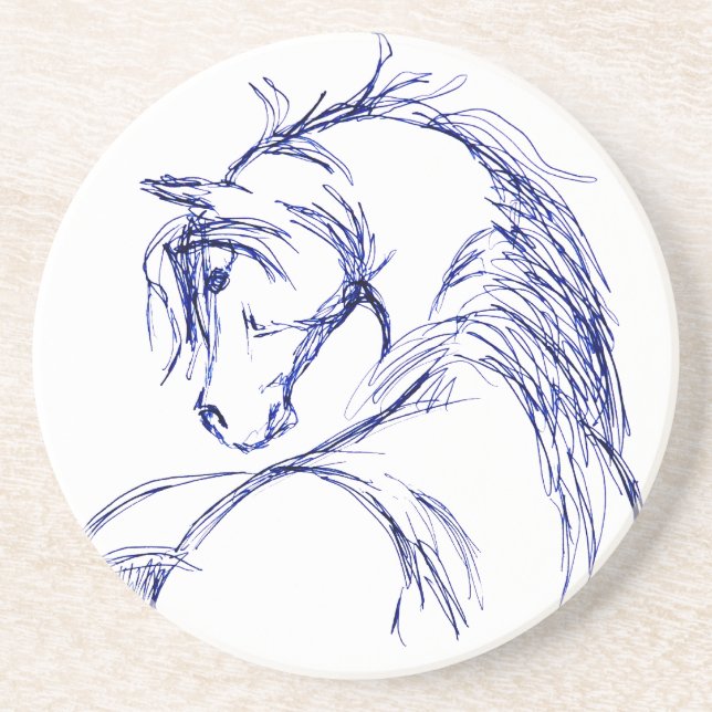 Artsy Horse Head Sketch Coaster (Front)